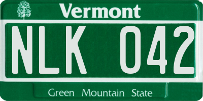 VT license plate NLK042