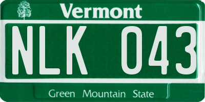 VT license plate NLK043