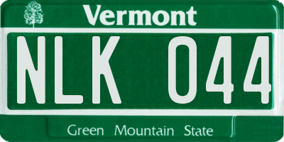 VT license plate NLK044