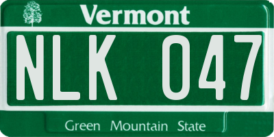 VT license plate NLK047