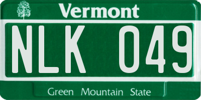 VT license plate NLK049