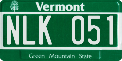 VT license plate NLK051
