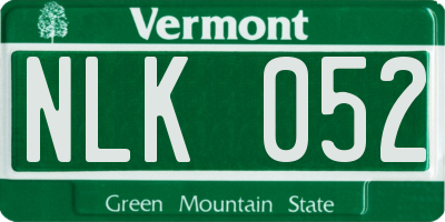 VT license plate NLK052