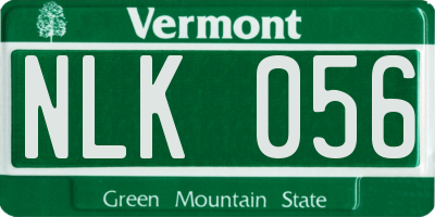 VT license plate NLK056