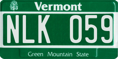 VT license plate NLK059