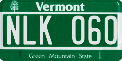 VT license plate NLK060
