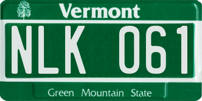 VT license plate NLK061