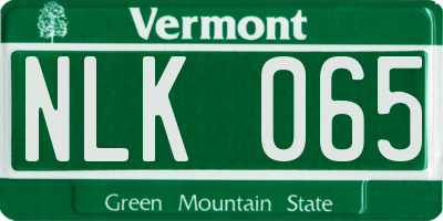 VT license plate NLK065