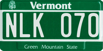 VT license plate NLK070