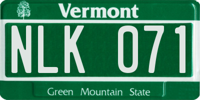 VT license plate NLK071