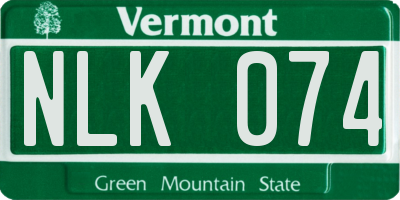 VT license plate NLK074