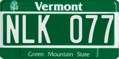 VT license plate NLK077