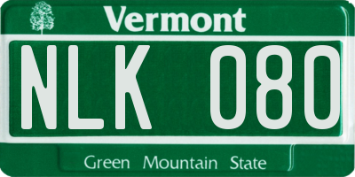 VT license plate NLK080