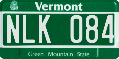 VT license plate NLK084