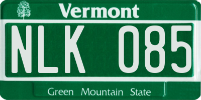 VT license plate NLK085