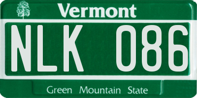 VT license plate NLK086