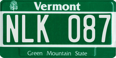 VT license plate NLK087