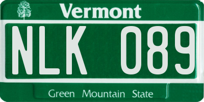 VT license plate NLK089
