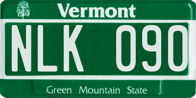 VT license plate NLK090
