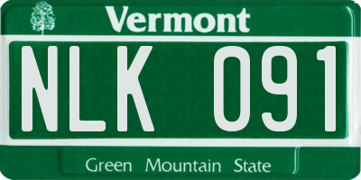 VT license plate NLK091