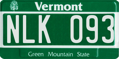 VT license plate NLK093