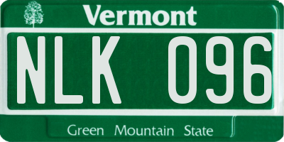 VT license plate NLK096