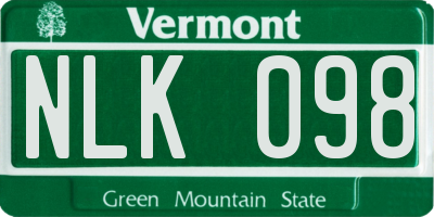 VT license plate NLK098