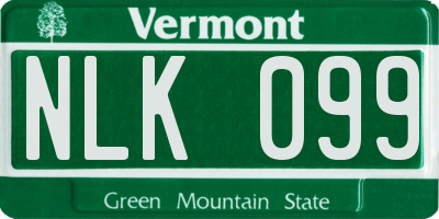 VT license plate NLK099