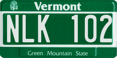 VT license plate NLK102