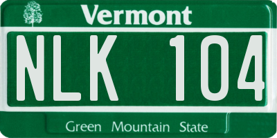 VT license plate NLK104