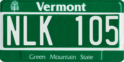 VT license plate NLK105
