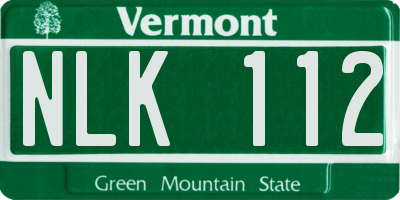 VT license plate NLK112