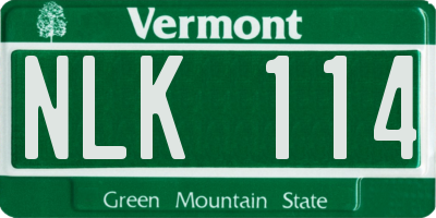 VT license plate NLK114
