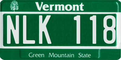 VT license plate NLK118