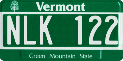 VT license plate NLK122