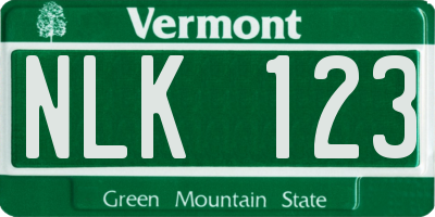 VT license plate NLK123