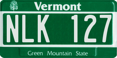 VT license plate NLK127