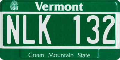 VT license plate NLK132