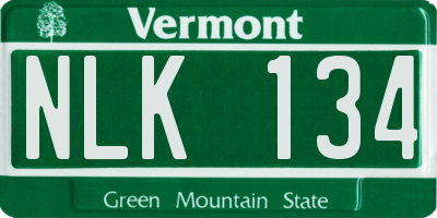 VT license plate NLK134