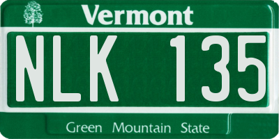 VT license plate NLK135