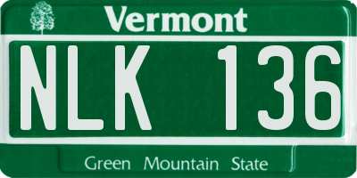 VT license plate NLK136