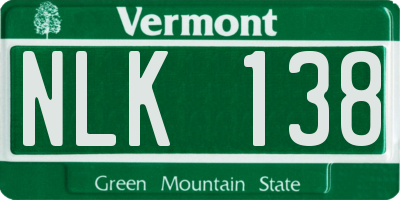 VT license plate NLK138