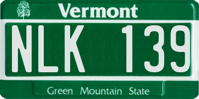 VT license plate NLK139