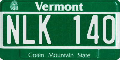 VT license plate NLK140