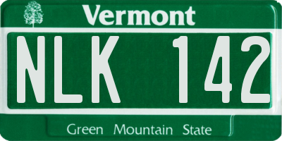 VT license plate NLK142