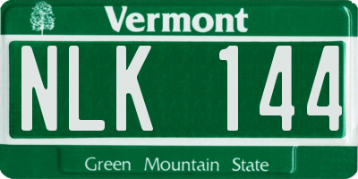 VT license plate NLK144