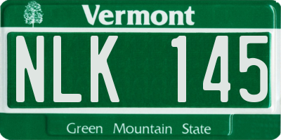 VT license plate NLK145