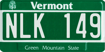 VT license plate NLK149