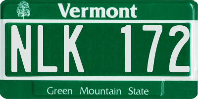 VT license plate NLK172