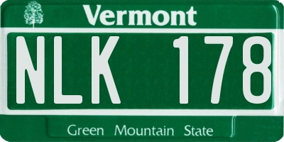 VT license plate NLK178